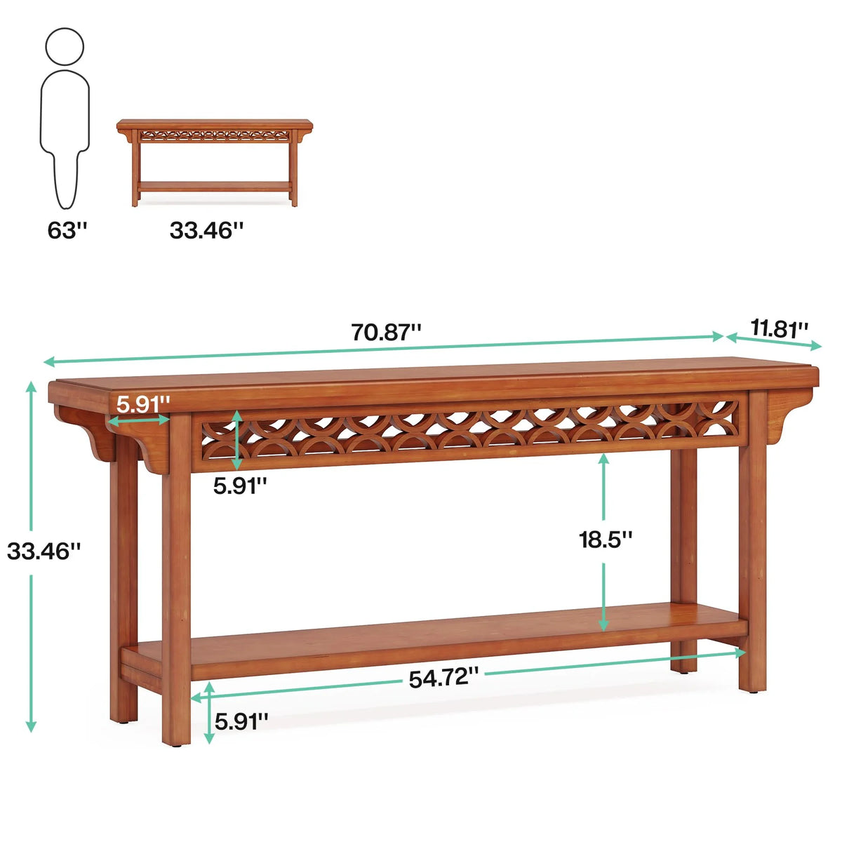 70.8 inch Solid Wood Console Table T94916