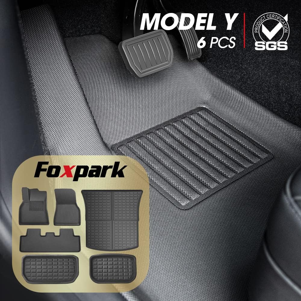All Weather TPE Floor Mats Cargo Liner Trunk Mats 6 Pieces T2191
