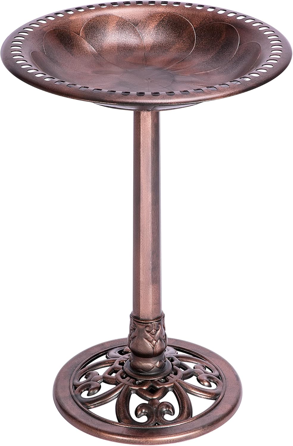29 Inch Polyresin Bird Bath Bowl with Metal Stake O60244