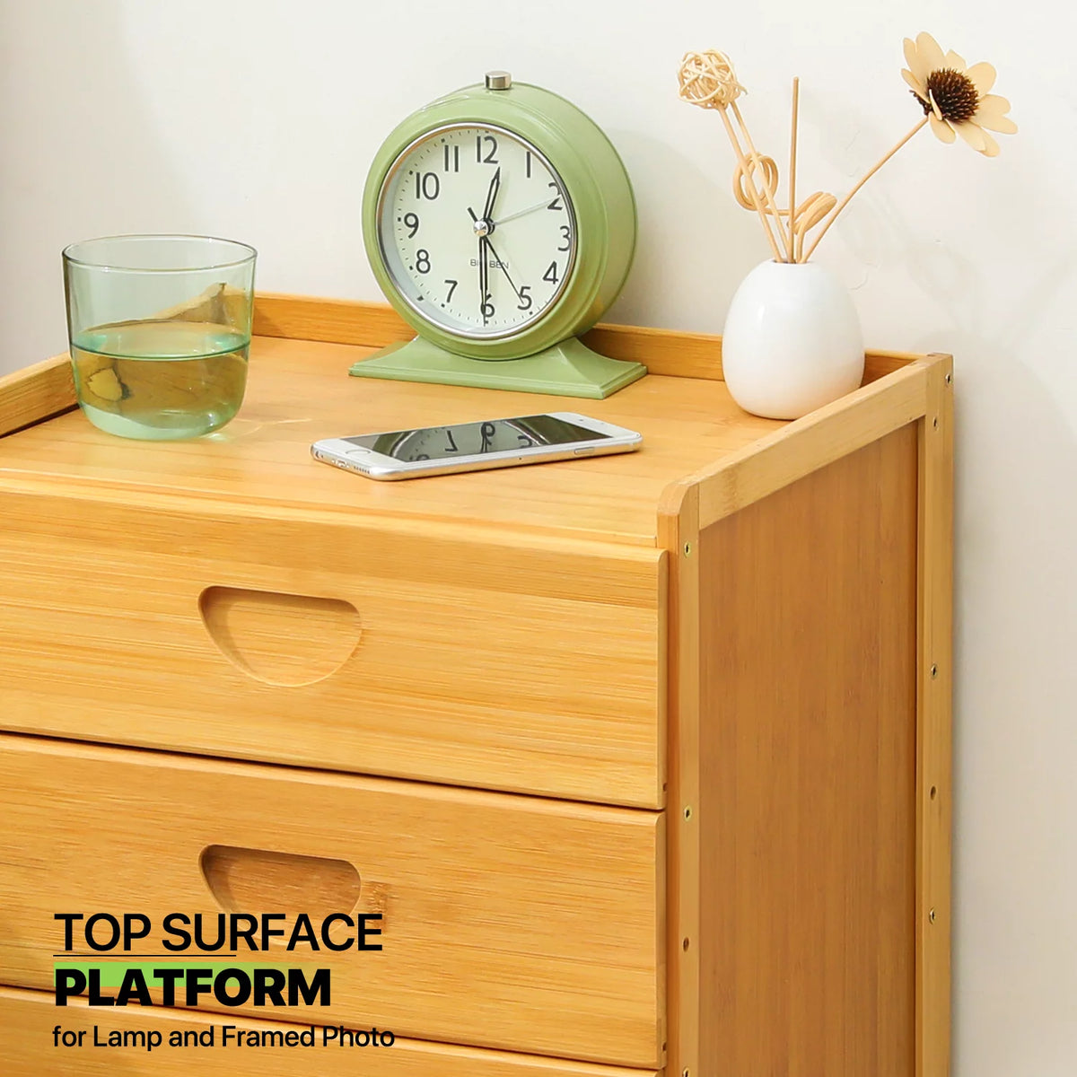 Bamboo 3 Tiers 3 Drawers Nightstand Y472