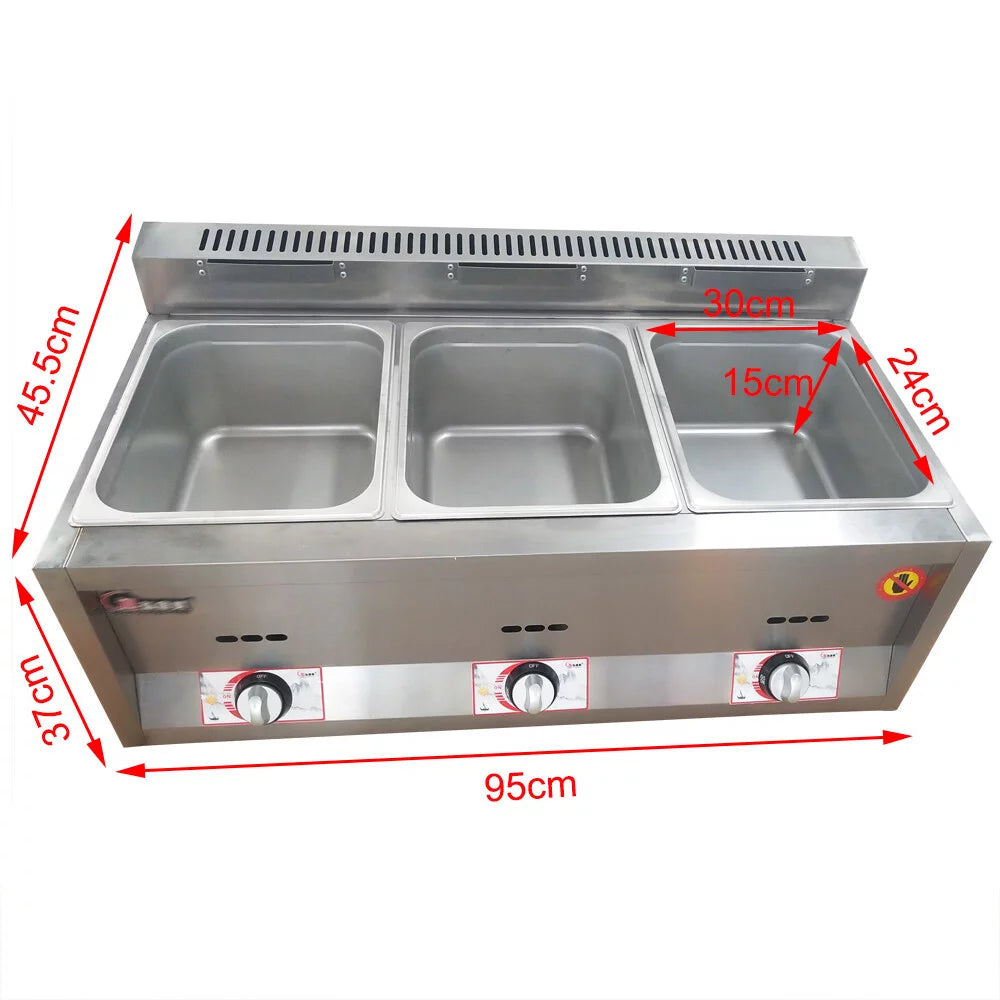 Commercial Propane Deep Fryer Countertop 18L Gas Fryer 3 Pan E32197