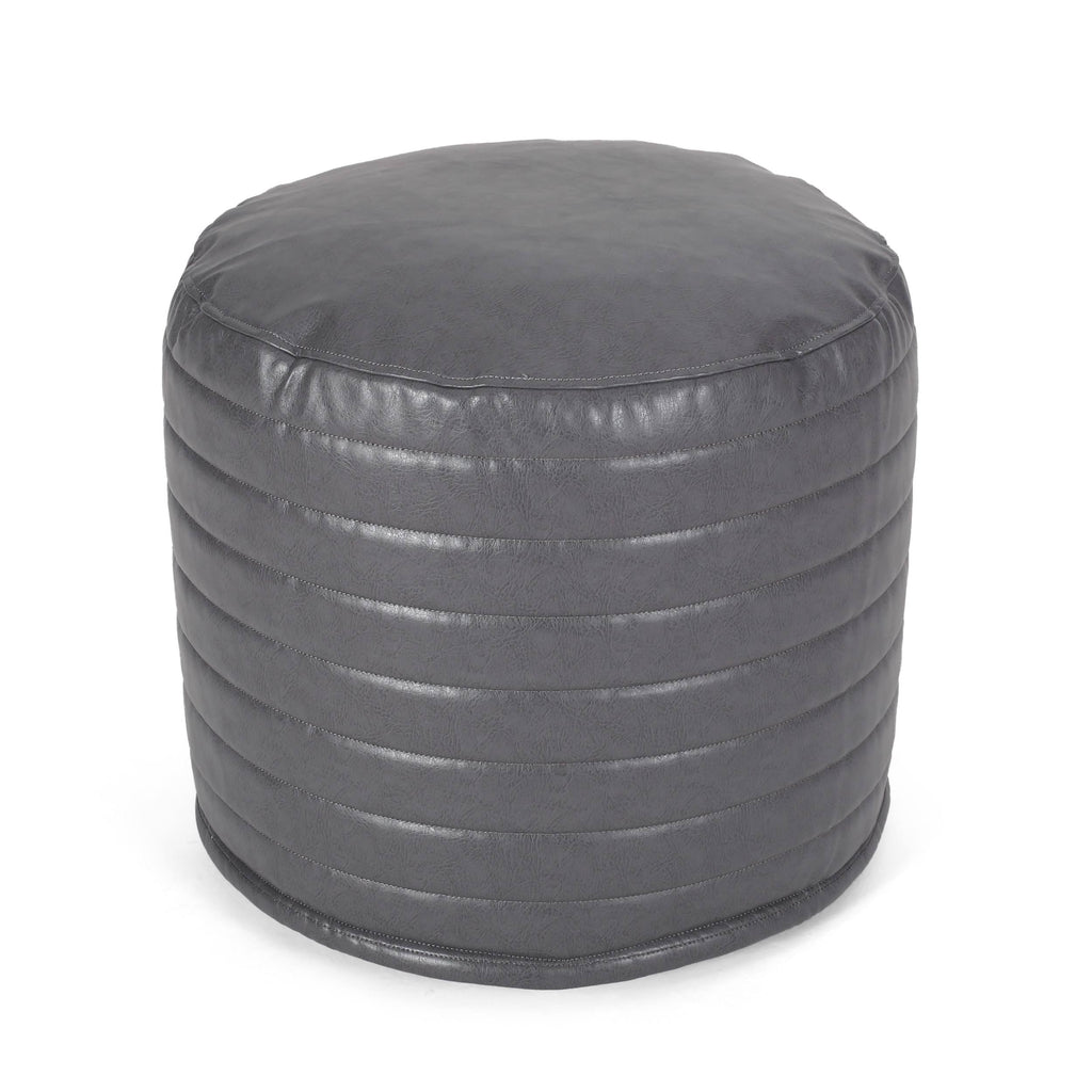 Caramel Faux Leather Cube Pouf U3603