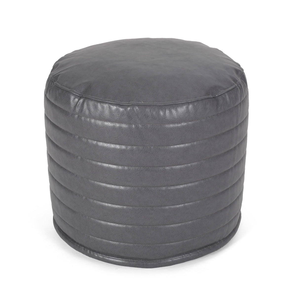 Caramel Faux Leather Cube Pouf U3603
