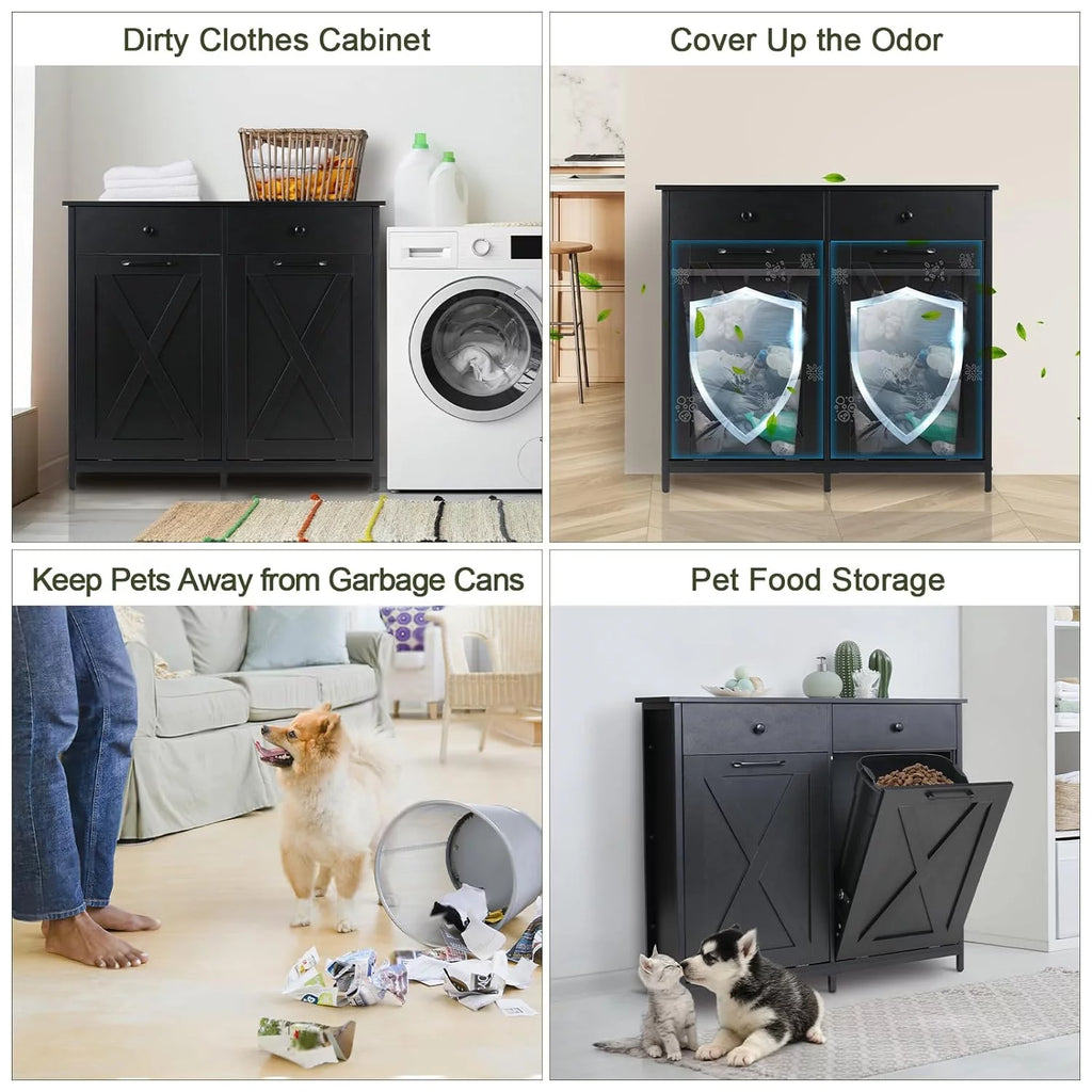 Double Tilt Out Trash Cabinet with Drawers V475