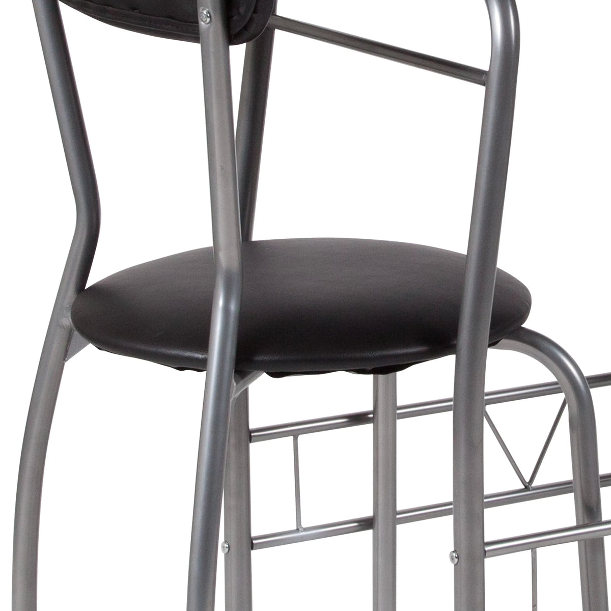 3 Piece Bistro Set with Black Glass Top Table and Black Vinyl Chairs J696