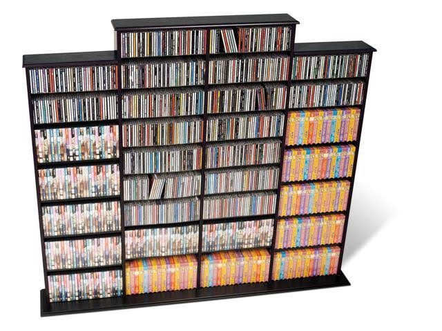 Black Double Floating Media Wall Storage Shelf Z768