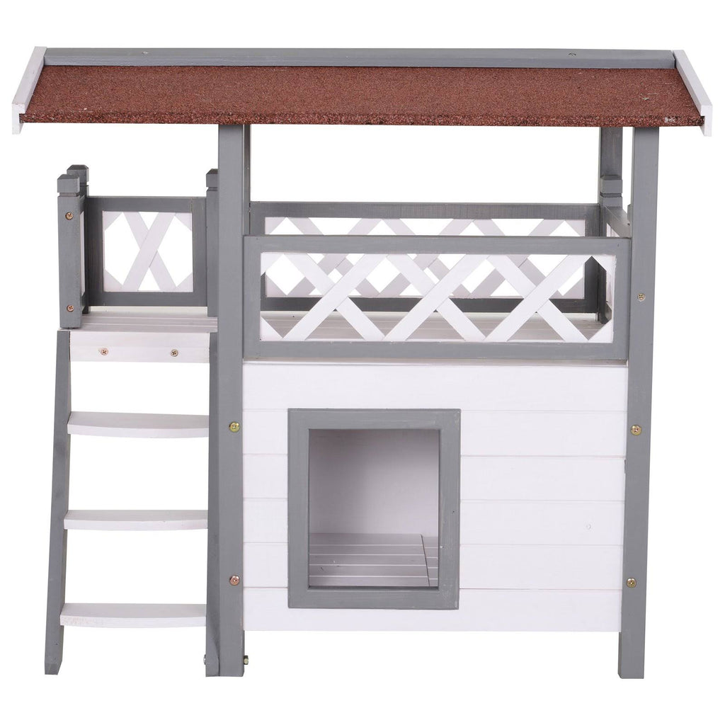 3-Story Wooden Cat House with Balcony J60276