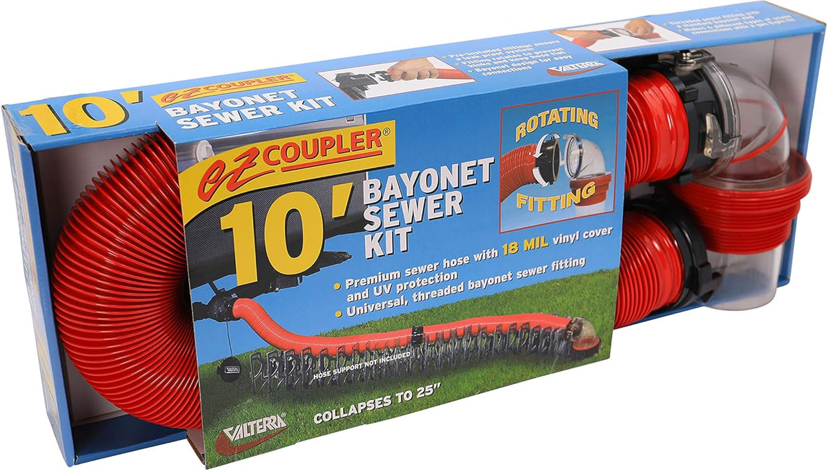RV EZ Coupler Bayonet Sewer Kit with 10' Hose Pack of 2 X1649