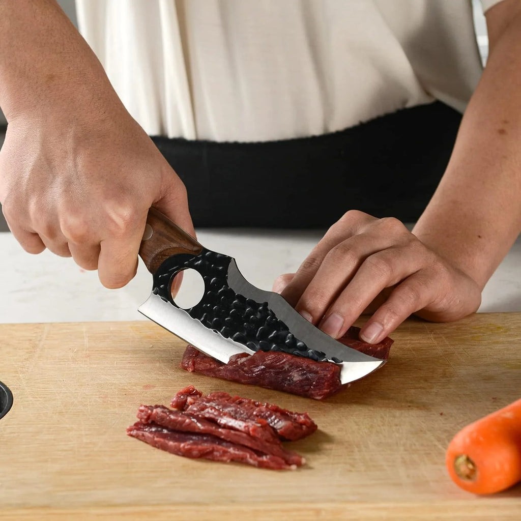 6 Inch High Carbon Steel Meat Cleaver Boning Knife with Sheath R8493