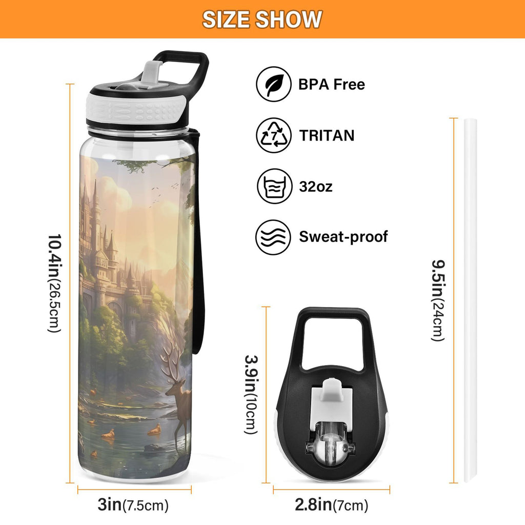 32oz Tritan Leakproof Clear Sports Water Bottle E216