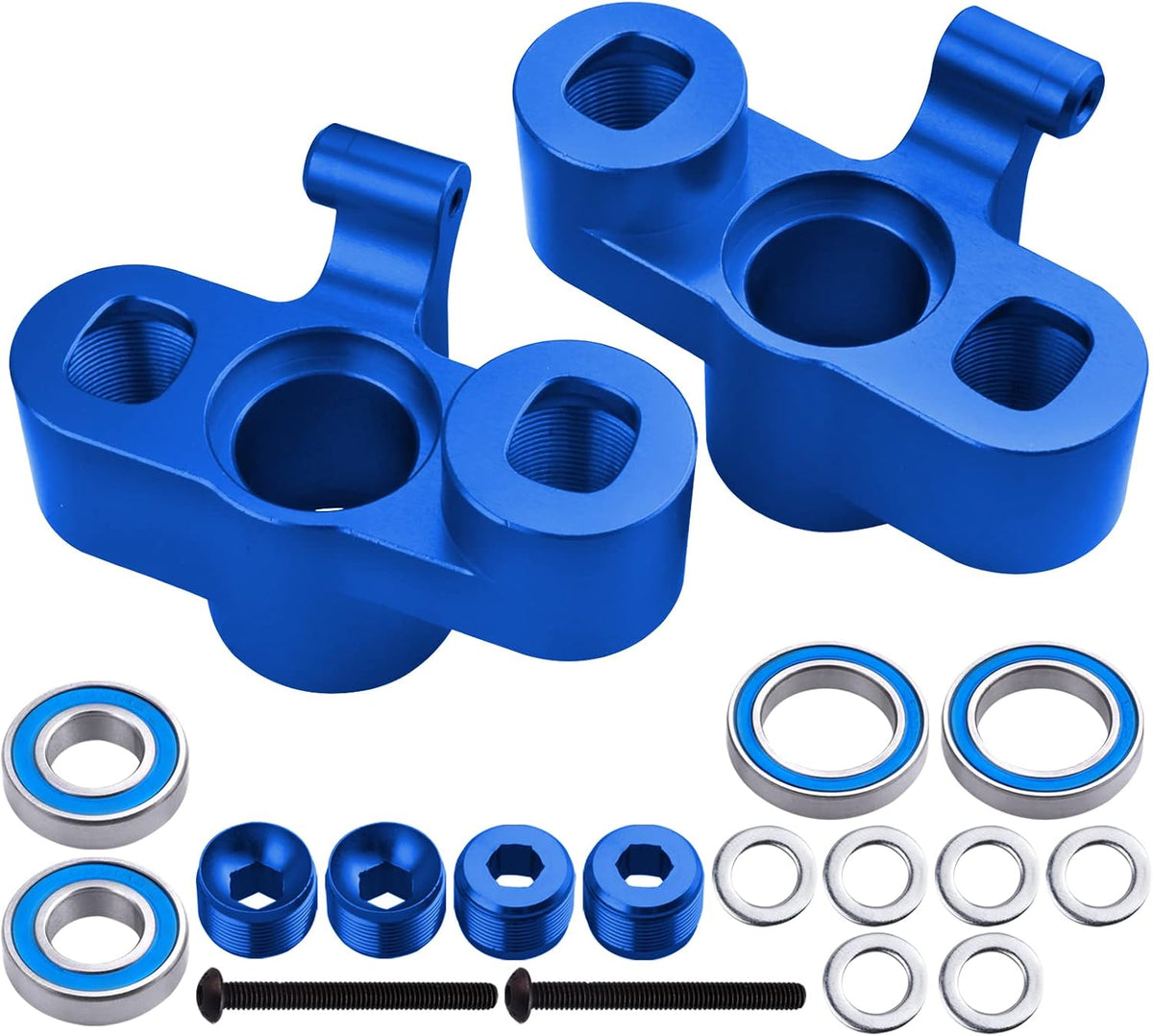 Aluminum Front Knuckles Steering Blocks with Bearings for 1/5 Scale RC Truck (Blue) E1298