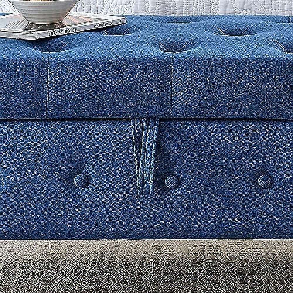 PU Leather Rolled Arm Bed Ottoman Bench with Solid Wood Legs C7653