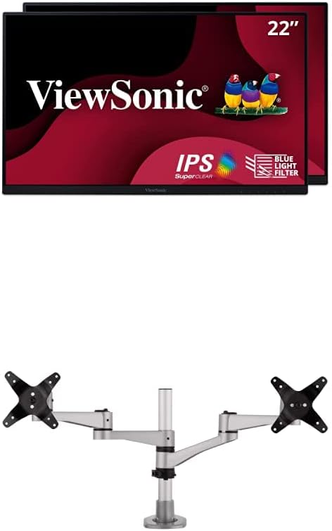 Frameless Dual Pack 1080p IPS Monitors with Dual Monitor Mounting Arm E26199