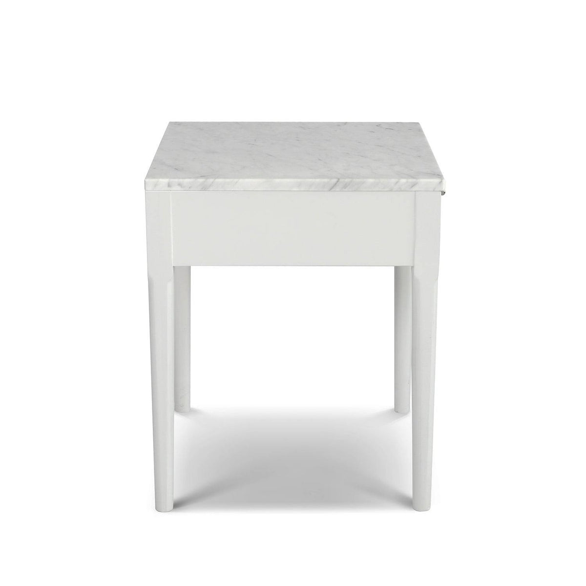 Square Italian Carrara White Marble Side Table with Legs - Tan K2163
