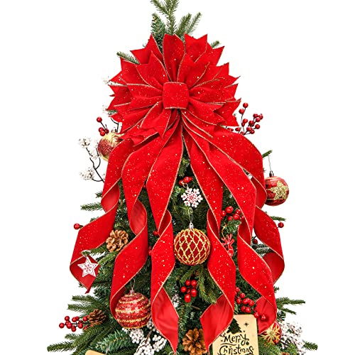 Christmas Tree Topper Bow with Snowflake Pattern X63861
