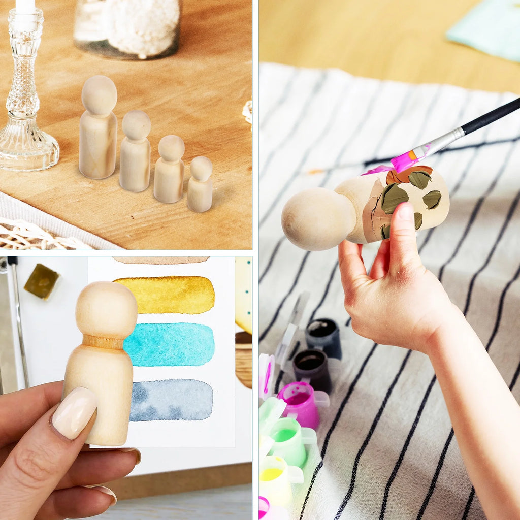 50 Pcs Wooden Peg Dolls Blank Craft Painting O3150
