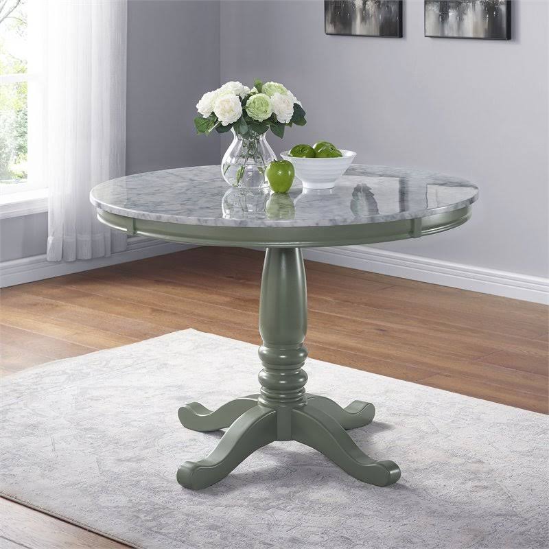 Olive Green and White Wood Dining Table C252429