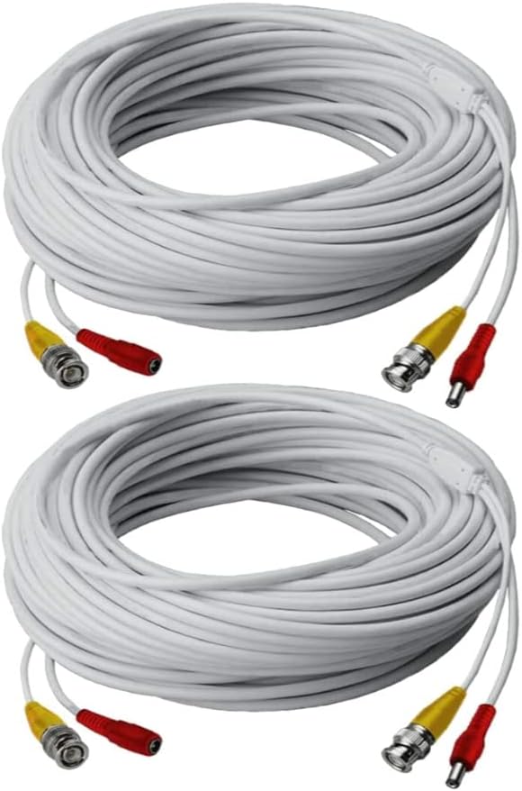 White 250-Feet Power Accessory Cable for Analog Security Camera (2-Pack) V4746