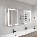 LED Lighted Bathroom Medicine Cabinet with Mirror, 60 x 30 Inch, with Extra Closed Storage Cabinet A981273