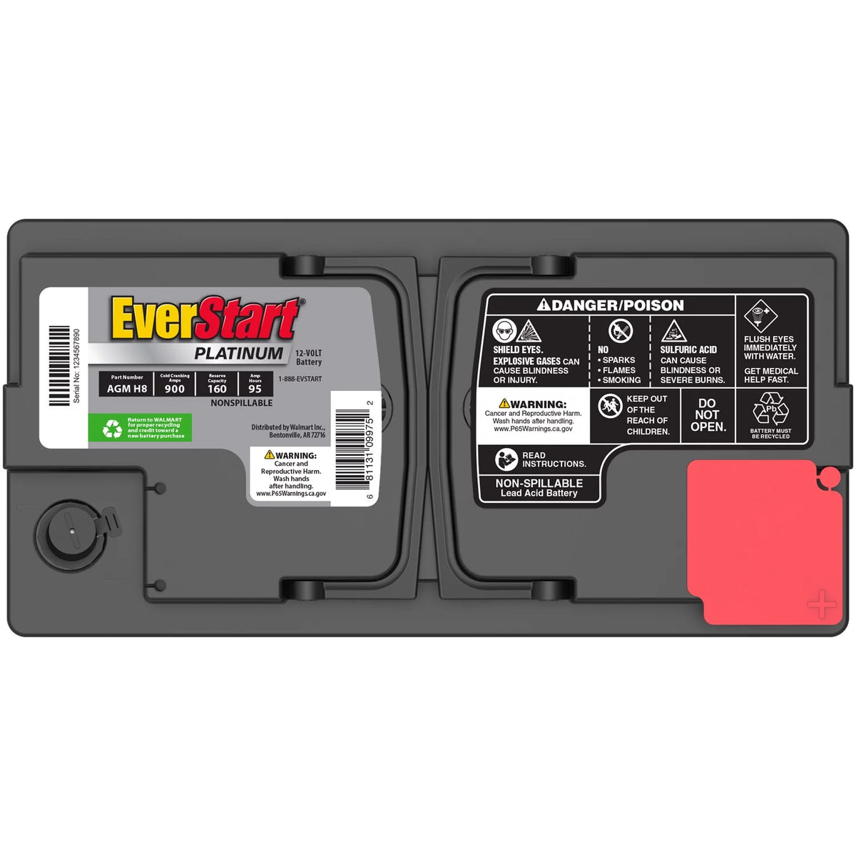 Platinum AGM Automotive Battery, Group Size H8 / LN5 / 49 12 Volt, 850 CCA 150 RC P8774