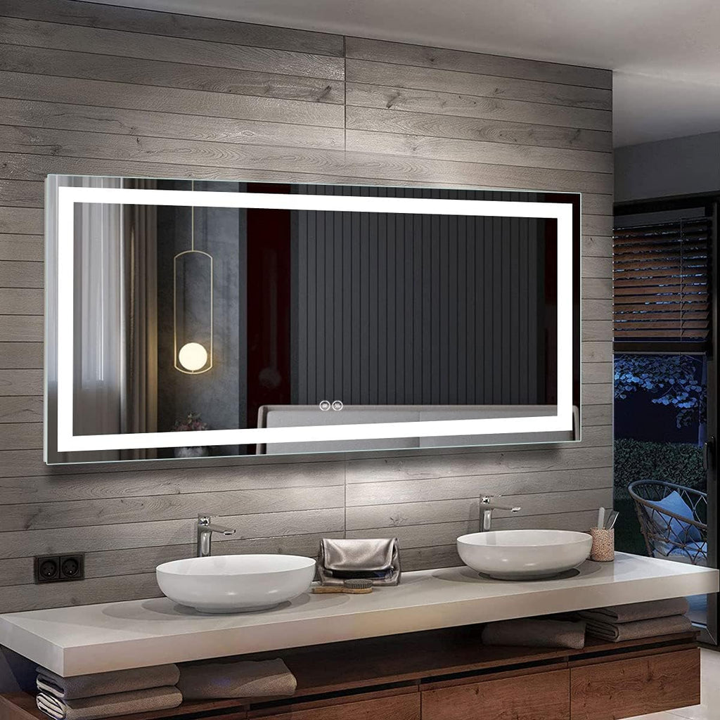 Horizontal Dimmable LED Bathroom Mirror with Anti-Fog and Bluetooth L4978