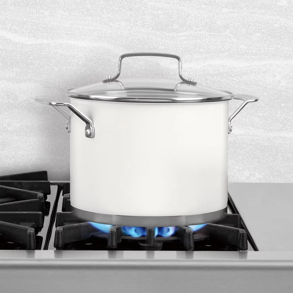 11-piece Matte White Cookware Set with Oven Mitt and Kitchen Timer O1515