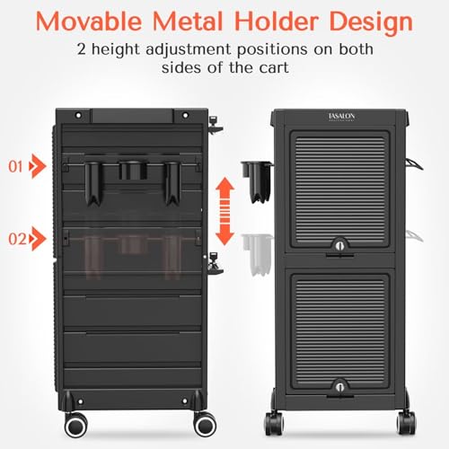 Pink Lockable Rolling Salon Cart with 6 Drawers X770