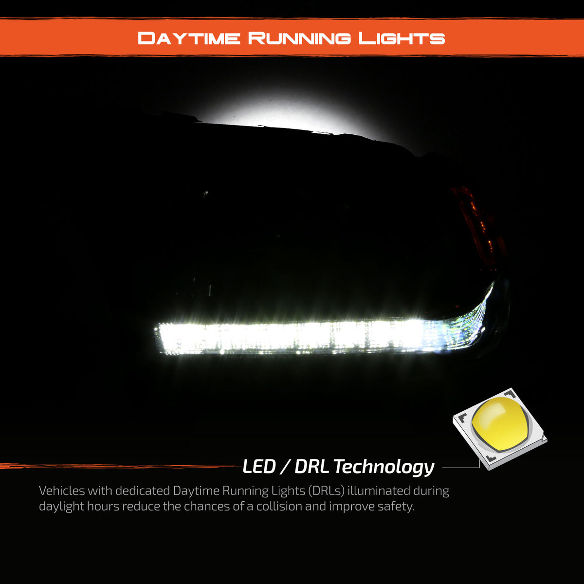 Black Bezel Projector Headlight with LED DRL E861681