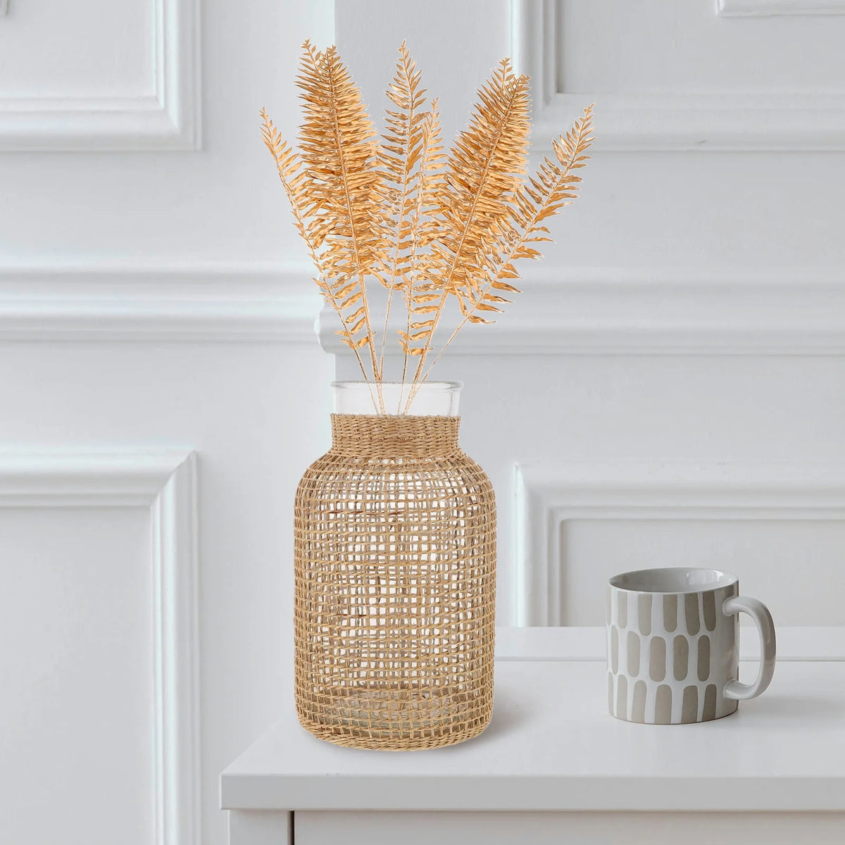 Woven Rattan Glass Vase I787176