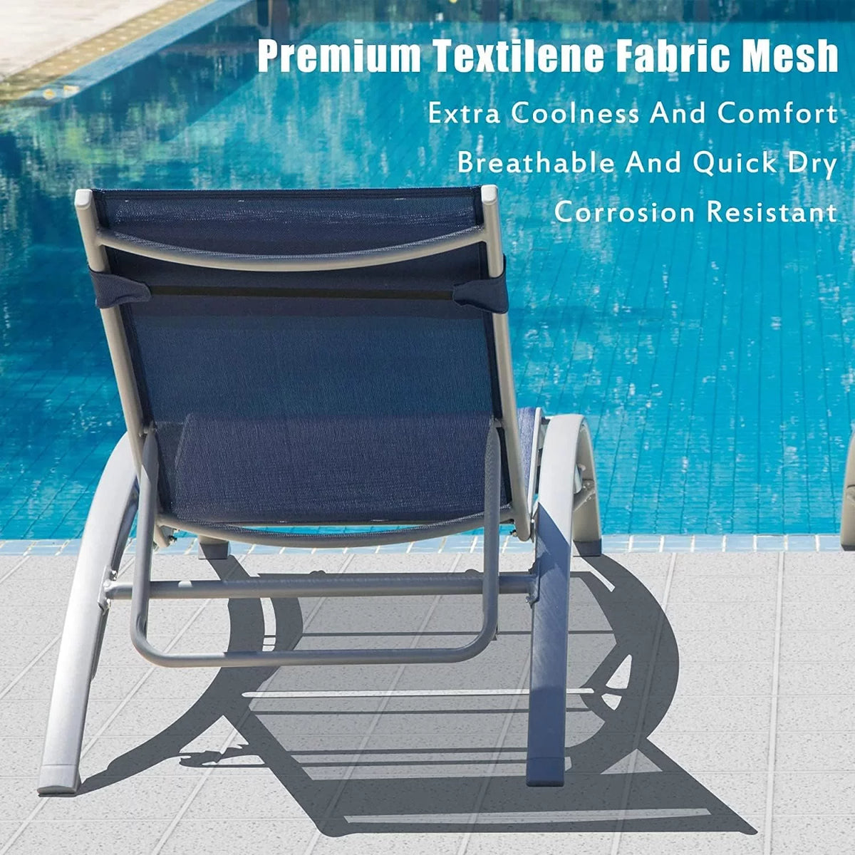Aluminum Lounge Chair Set of 3 with Side Table Z963493