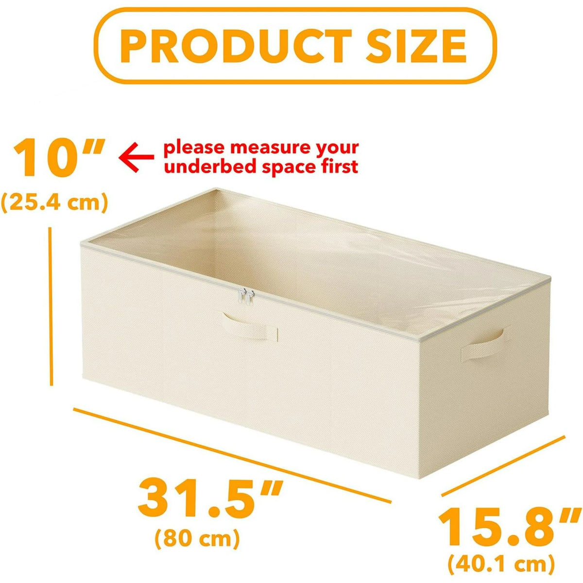 2 Pack 10 High Under Bed Storage Containers with Lids (Beige) T825