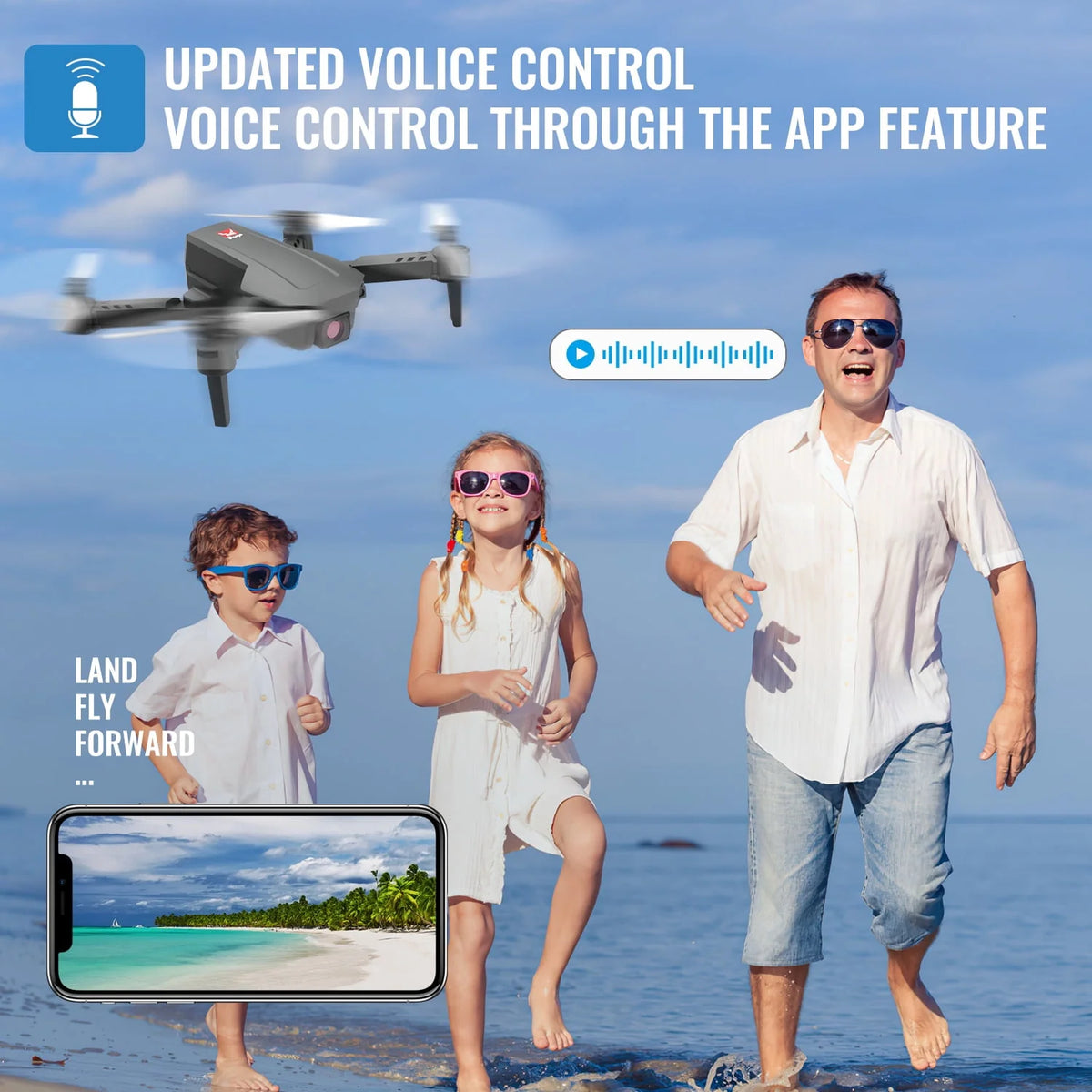 Mini Foldable Drone, 1080P HD FPV Camera Wifi RC Quadcopter, Voice/Gesture Control, Black U5784