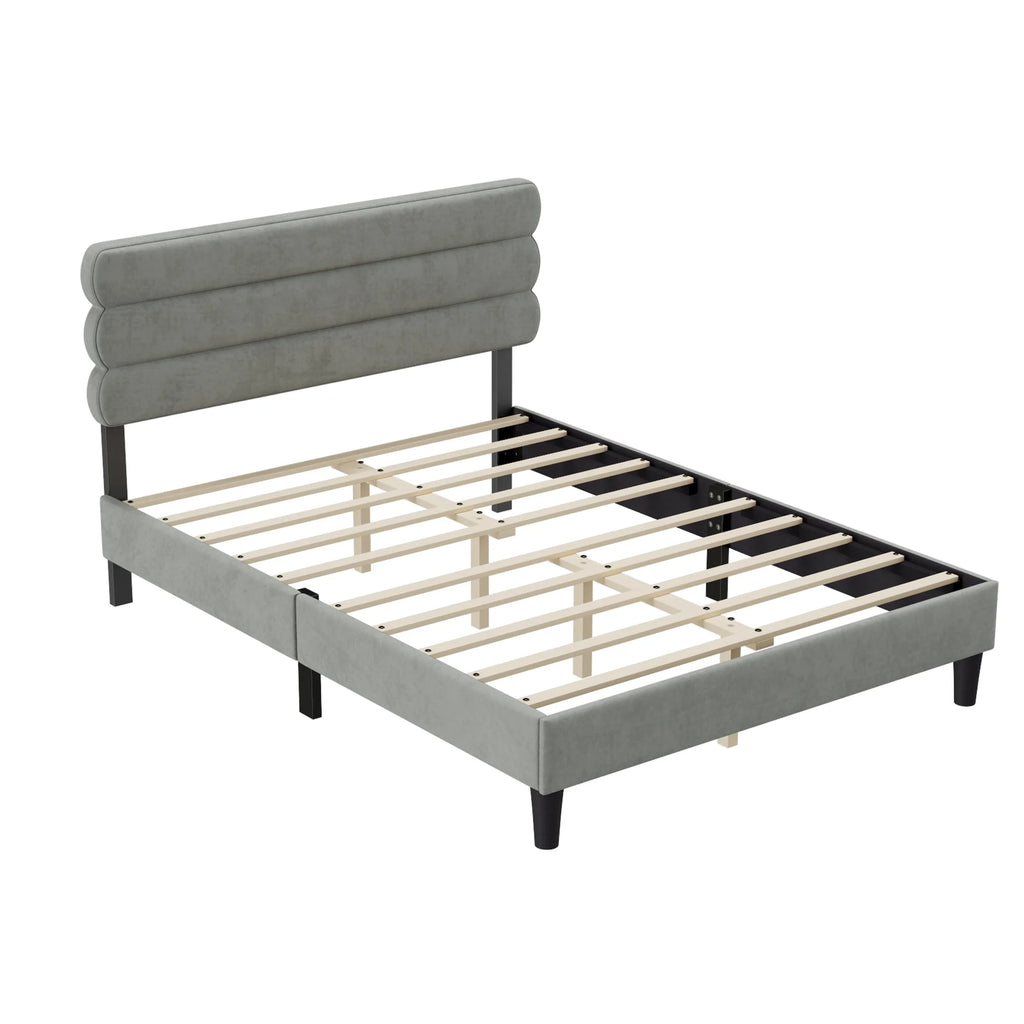 Queen Size Bed Frame Light Gray E86683
