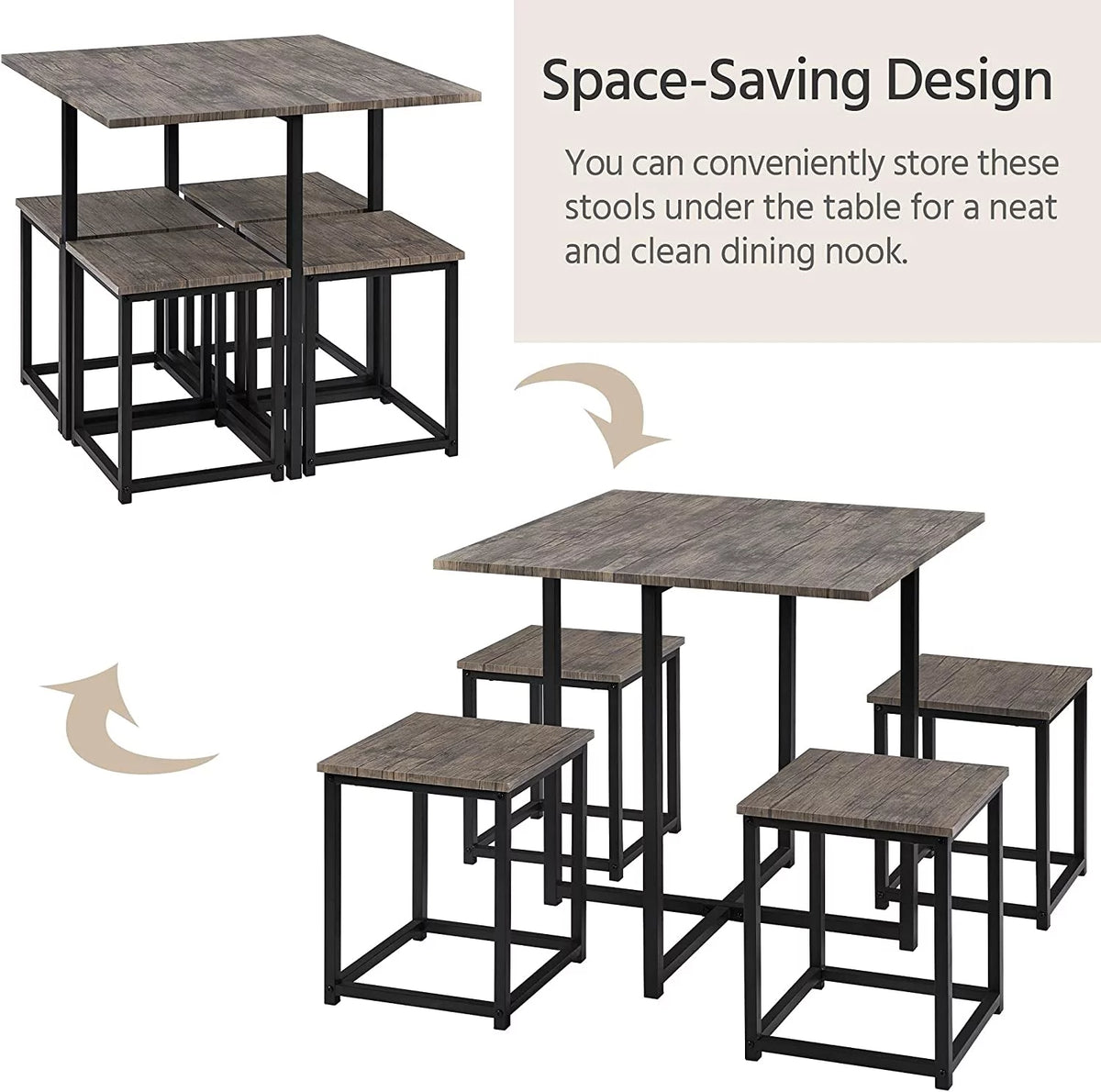 5-Piece Dining Table Set with 4 Stools N216476