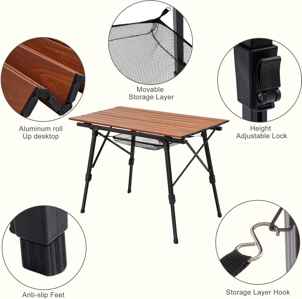 Folding Camping Table Aluminum with Mesh Layer L2594
