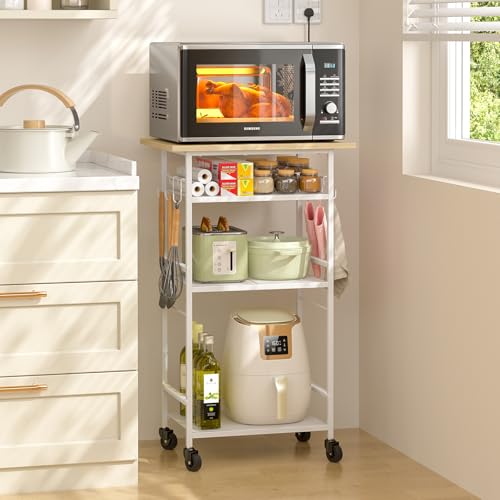 3 Tier Rolling Kitchen Microwave Cart with Adjustable Shelf J726