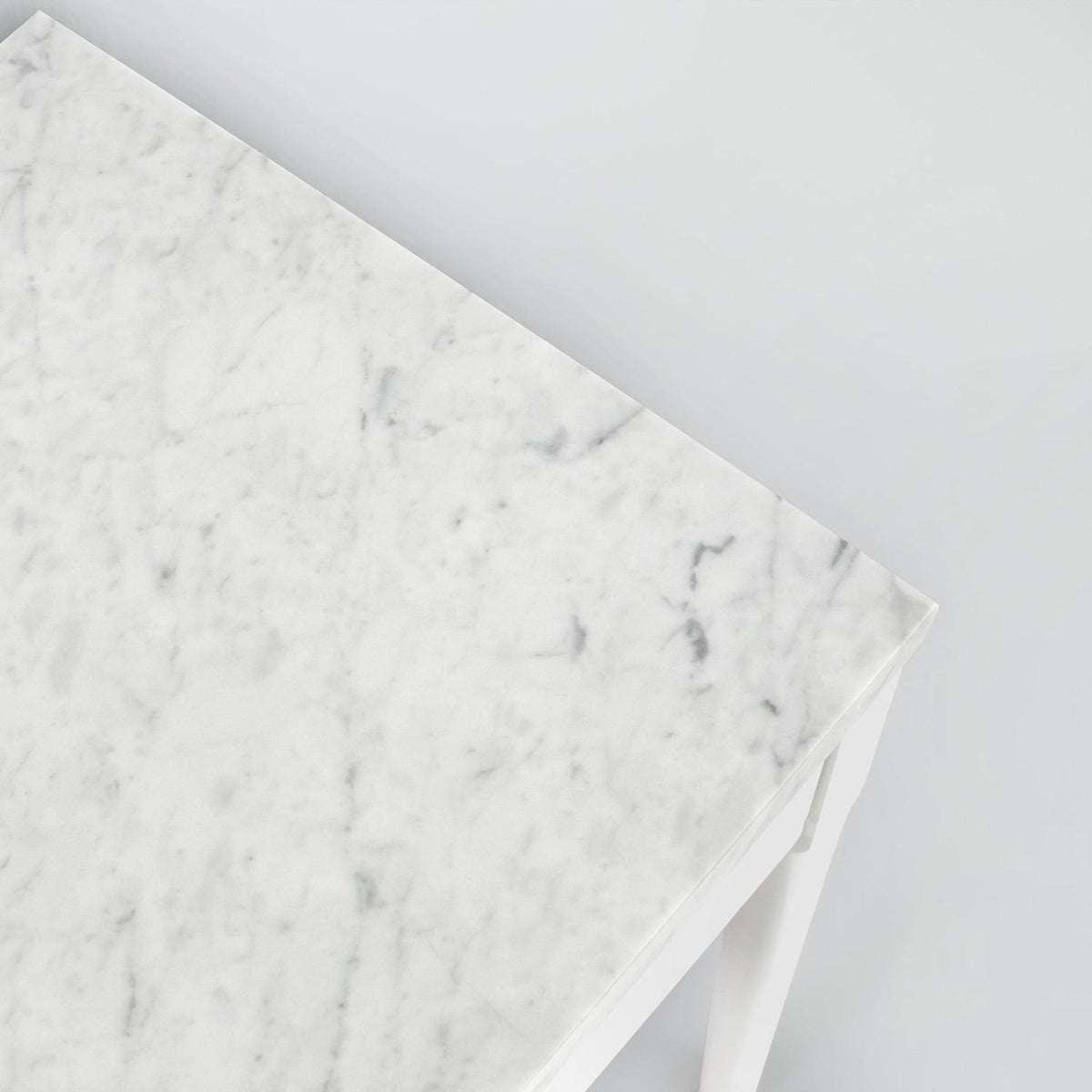 Square Italian Carrara White Marble Side Table with Legs - Tan K2163