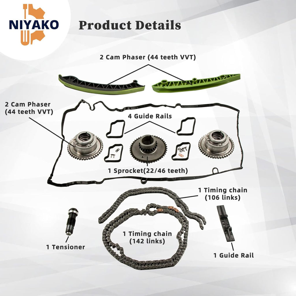 Timing Chain Kit with Camshaft Adjuster and Camshaft Timing Gear X819