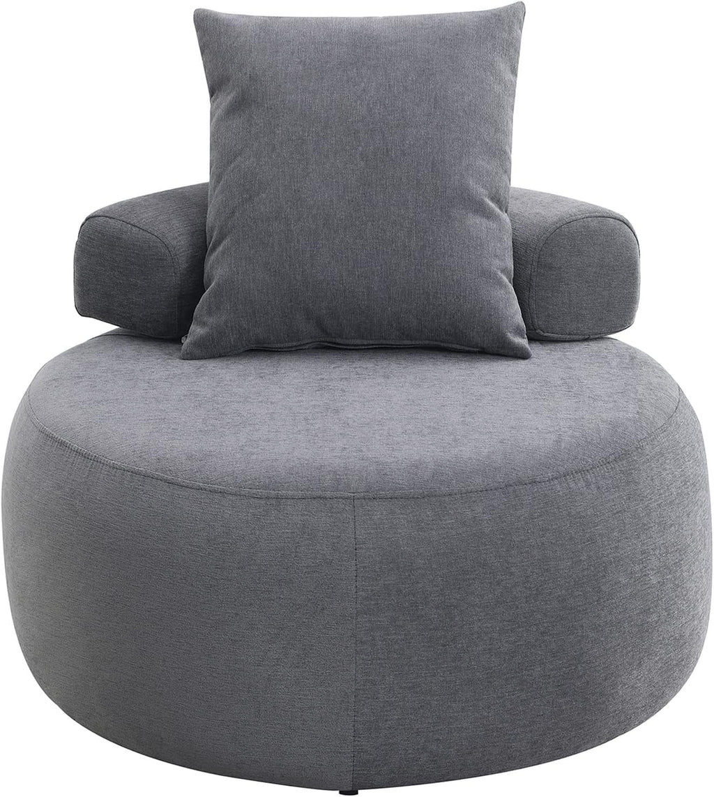 Grey Chenille Upholstered Barrel Chair R671193