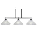 Matte Black 3 Island Light with 12 Italian Ice Glass P222