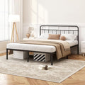 12 inches Full Size Black Metal Bed Frame with Headboard Y44662