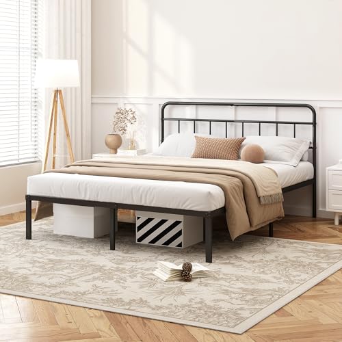 12 inches Full Size Black Metal Bed Frame with Headboard Y44662