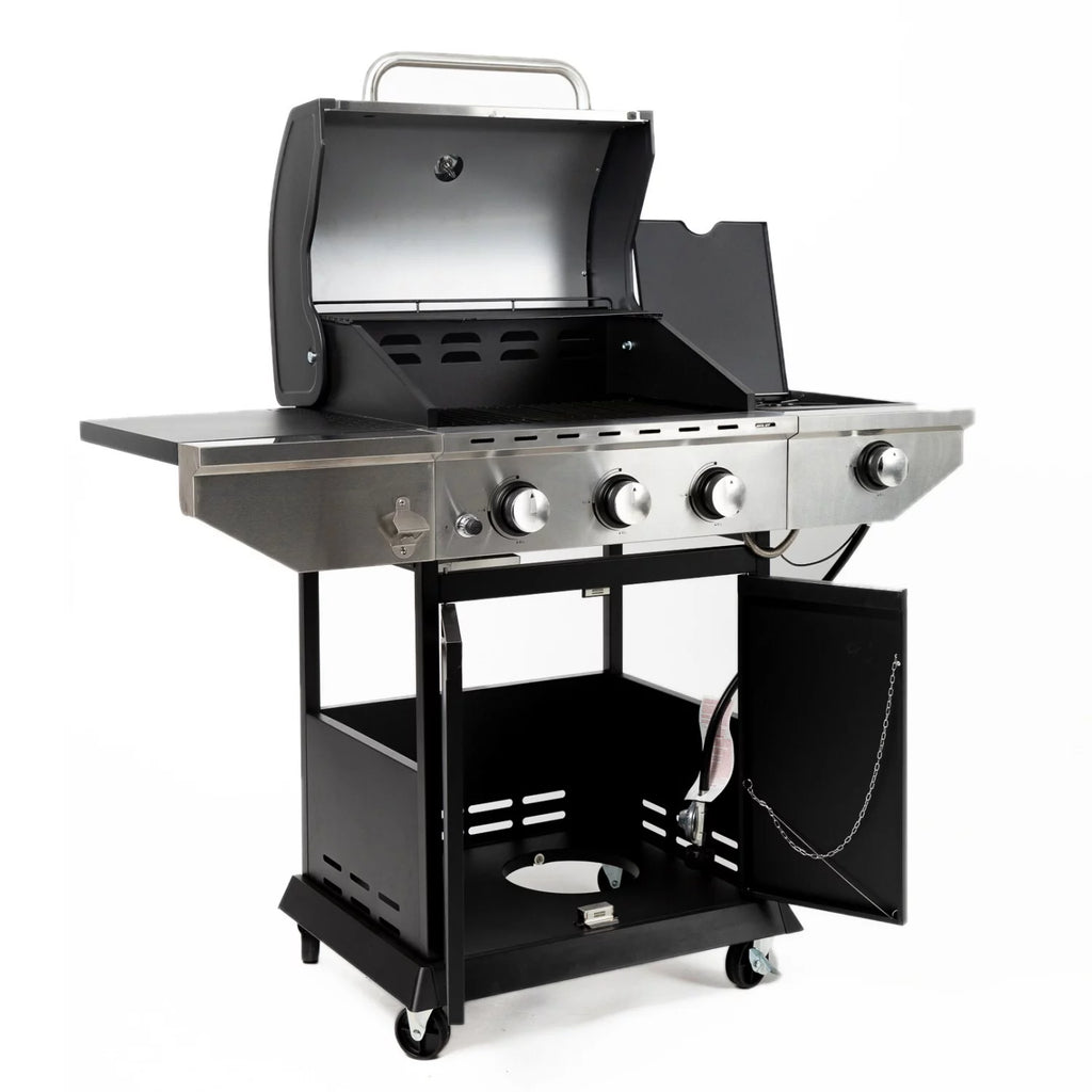 Charcoal BBQ Grill with Wheels and Storage Holder, 28 Inch B393465