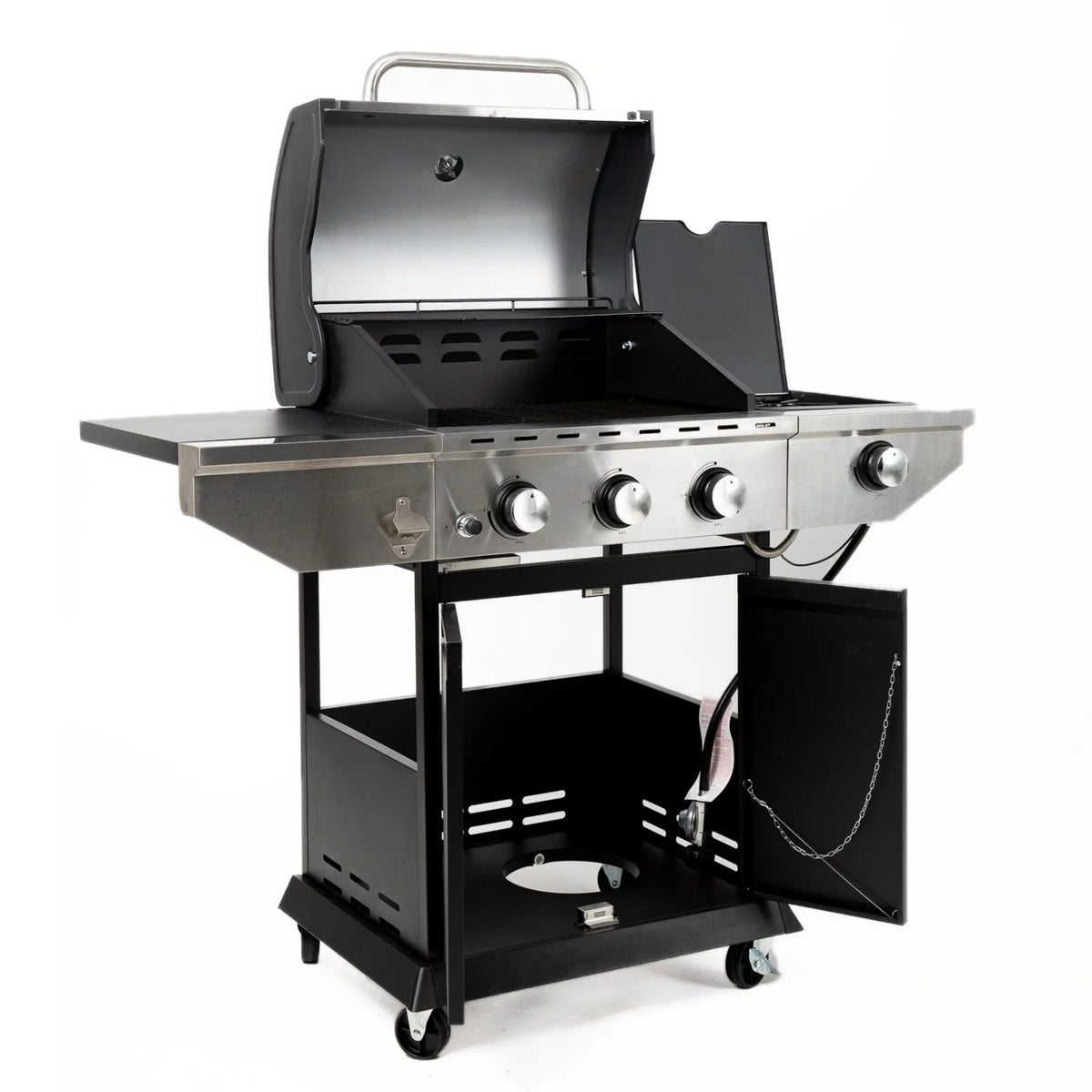 Charcoal BBQ Grill with Wheels and Storage Holder, 28 Inch B393465