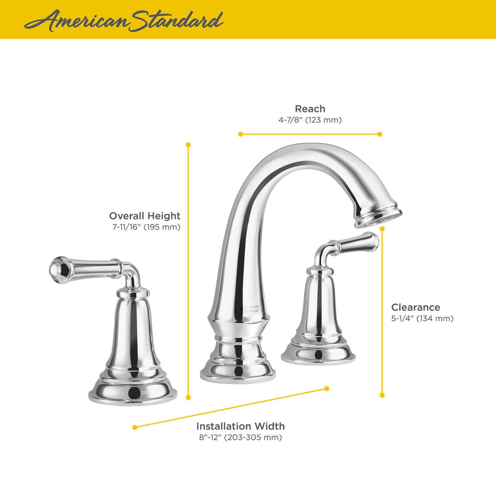 Polished Chrome Widespread Bathroom Faucet with Pop-Up Drain V2978