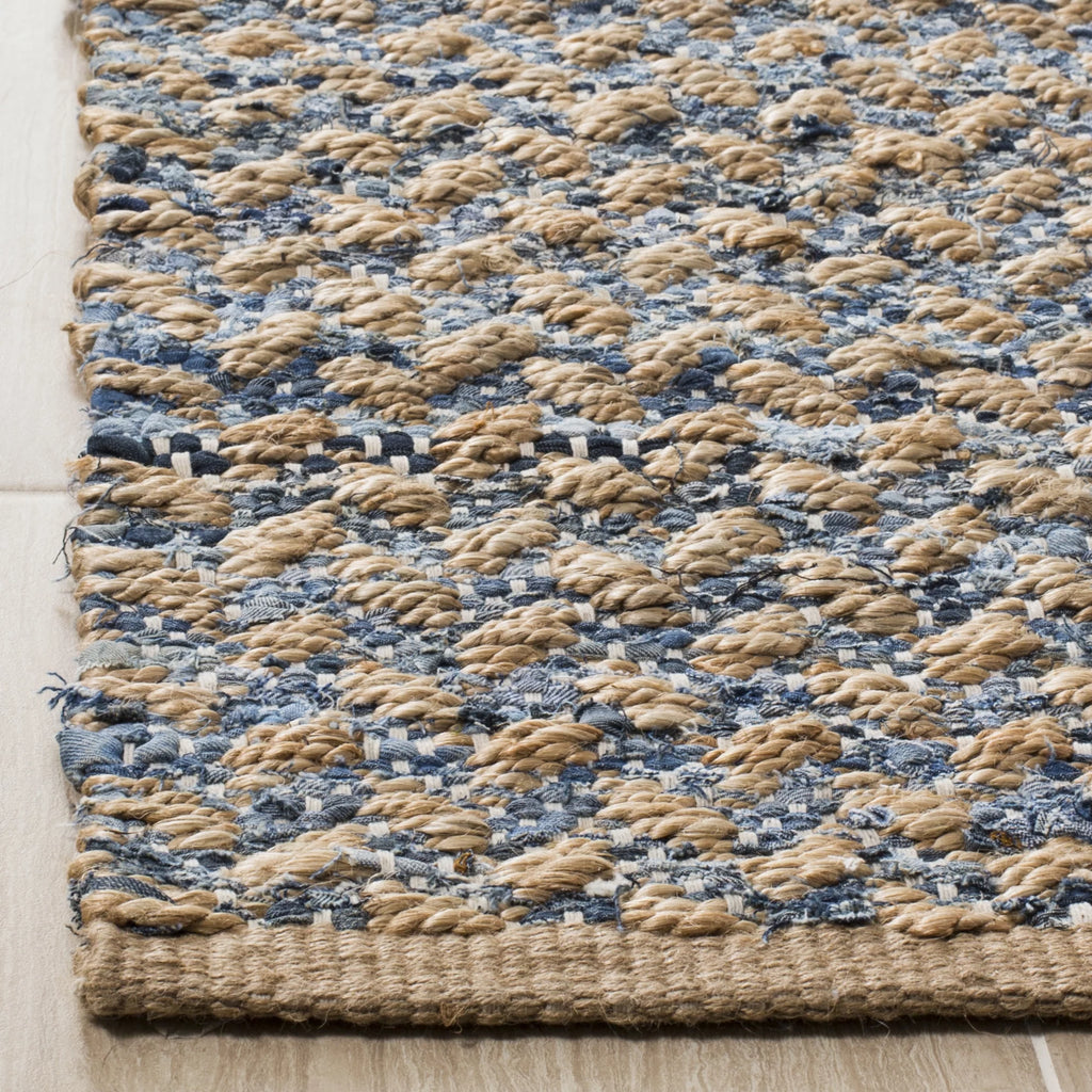 8' x 10' Blue Natural Jute Geometric Area Rug H917
