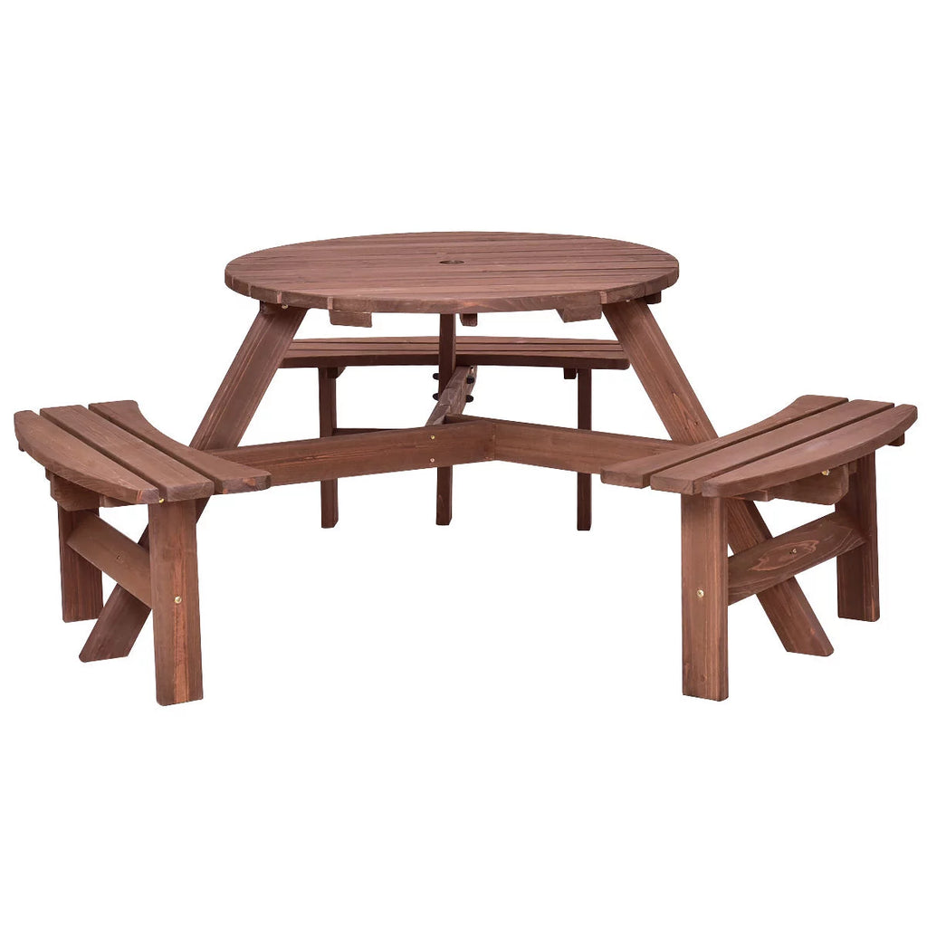 Wood 6 Person Picnic Table and Bench Set M446
