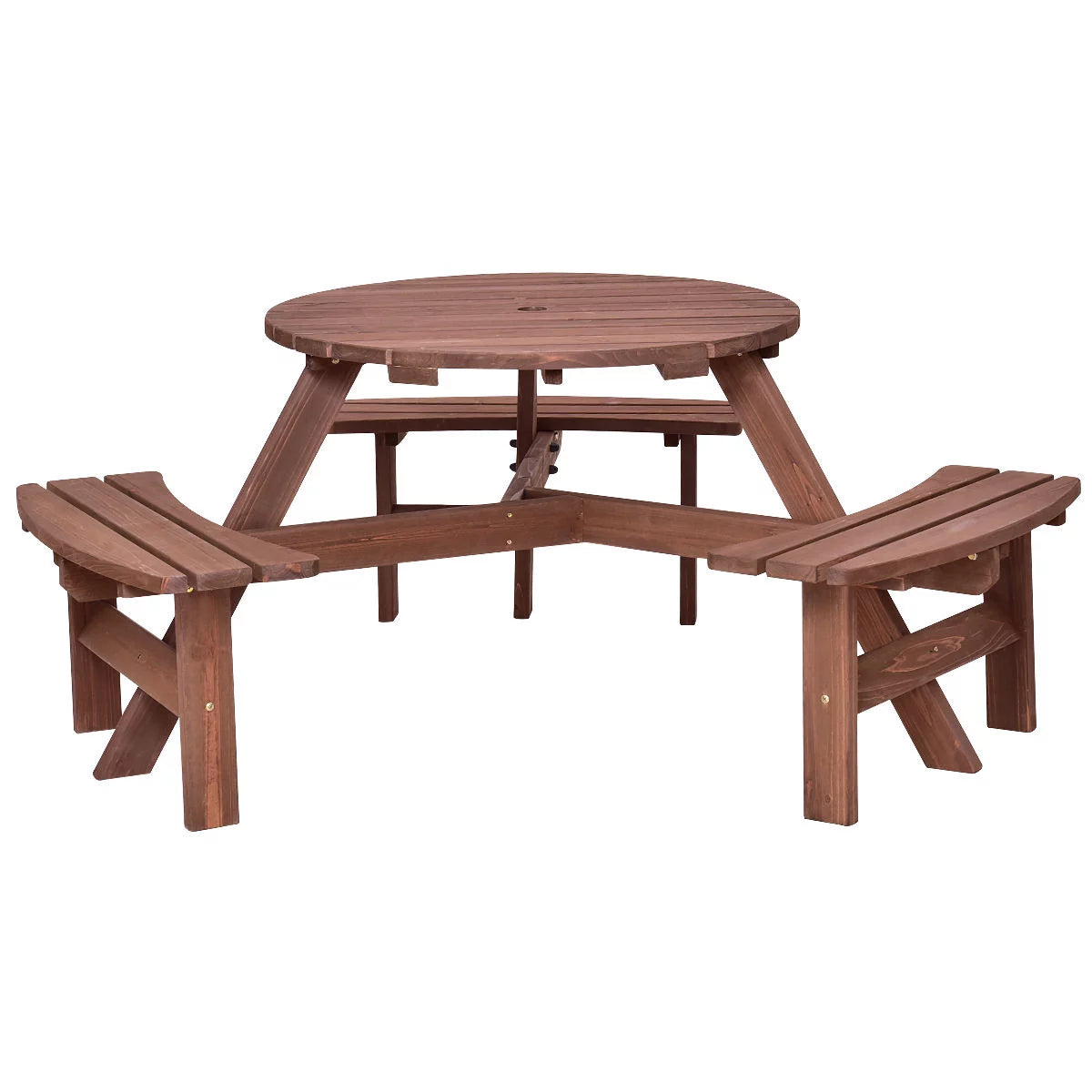 Wood 6 Person Picnic Table and Bench Set M446