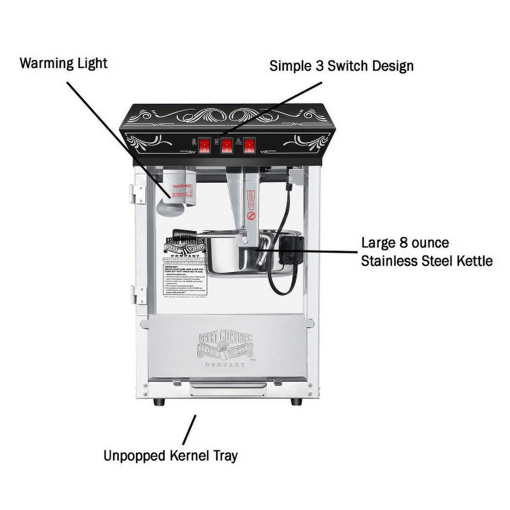 Black 8oz Kettle Popcorn Machine D772