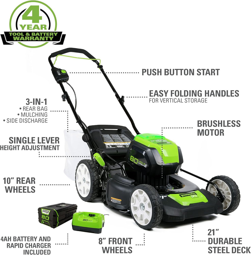 21" Brushless Cordless Lawn Mower with 4.0Ah Battery and Charger K295523